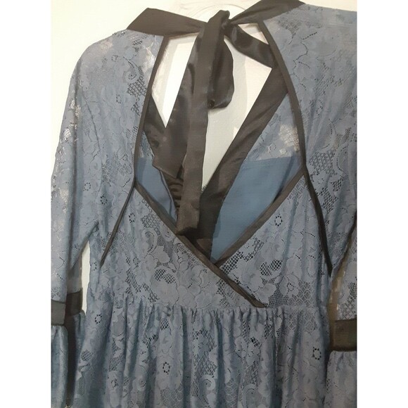 Free People Gilded Lace Victorian Mini Dress Dusty Blue Small P - Picture 12 of 15